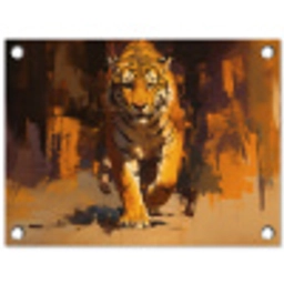 Tijger - Geschilderd - Oranje - Penseelstreken tuinposter los doek klein -3d