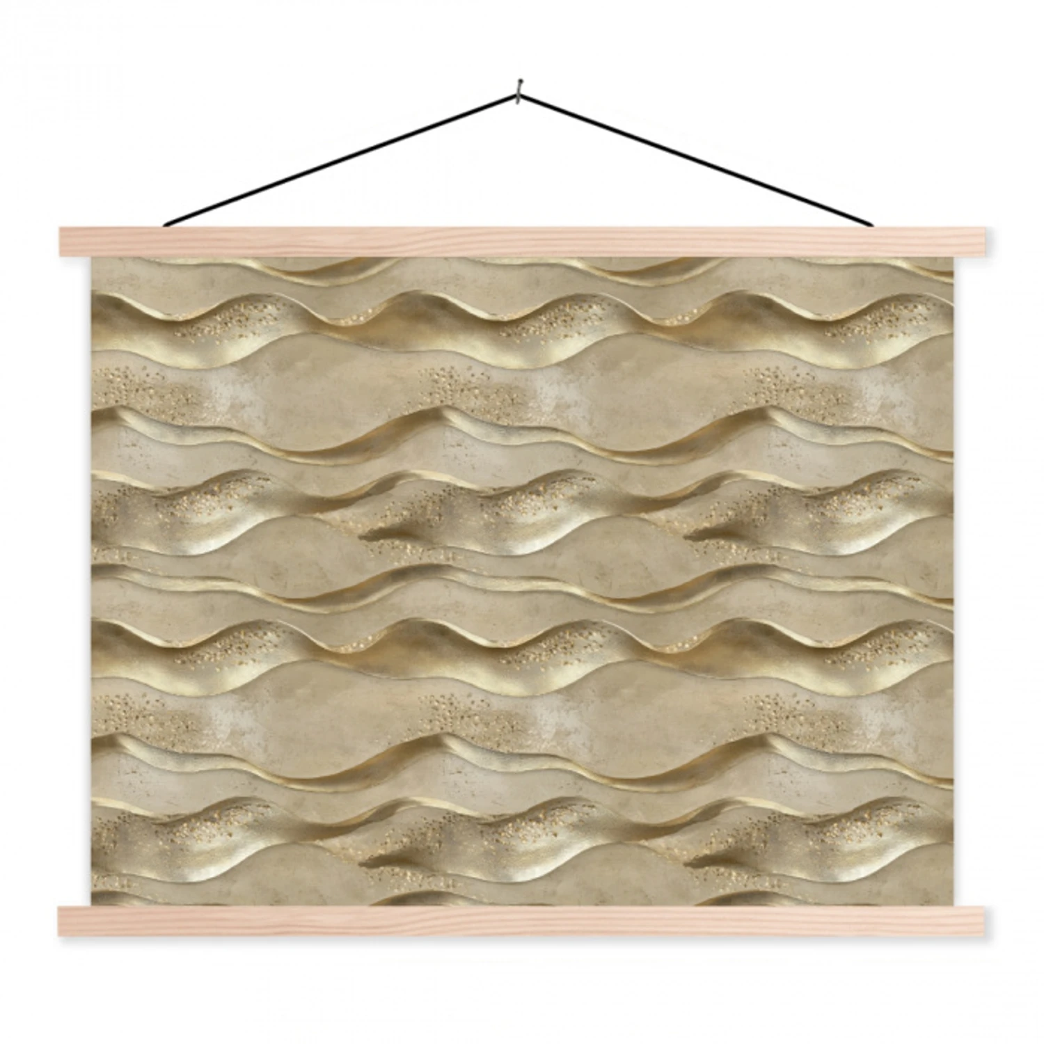 Golven - Patroon - Goud textielposter latten blank klein 122 -3d
