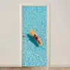 Surfboard - Water - Badpak - Oranje deurposter klein -3d_beige