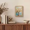 Boom - Blauw - Goud - Abstract - Modern Light Box met kabel (Tafellamp) klein -sfeer2