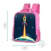 Planeet - Raket - Sterren - Donkerblauw Kinderrugzak - Roze middel -productfoto_formaten