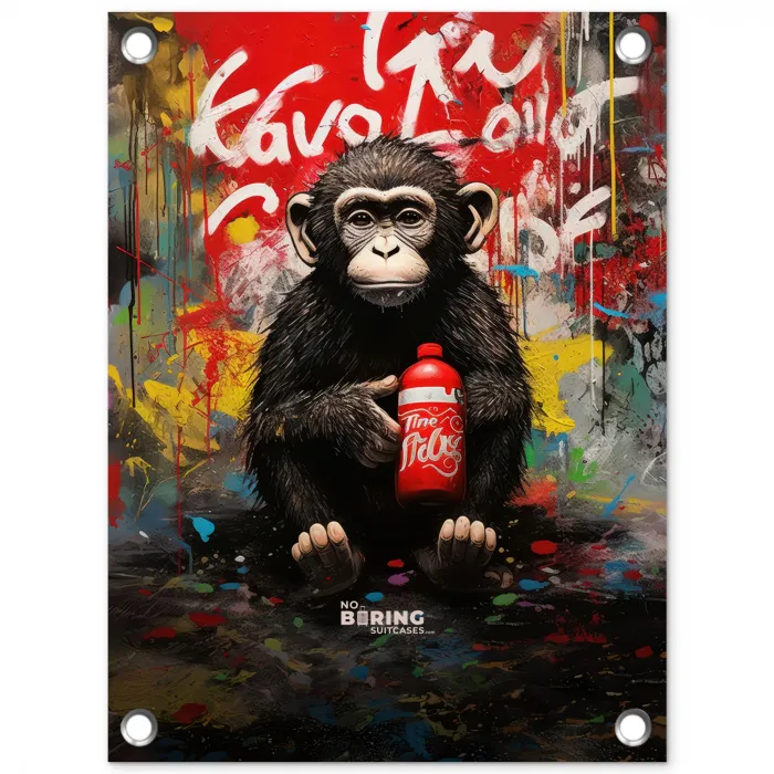 Chimpansee voor graffiti muur tuinposter los doek klein -3d