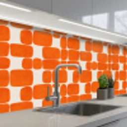 Patroon - Retro - Oranje keuken achterwand 2 middel 871 -3d_schuin