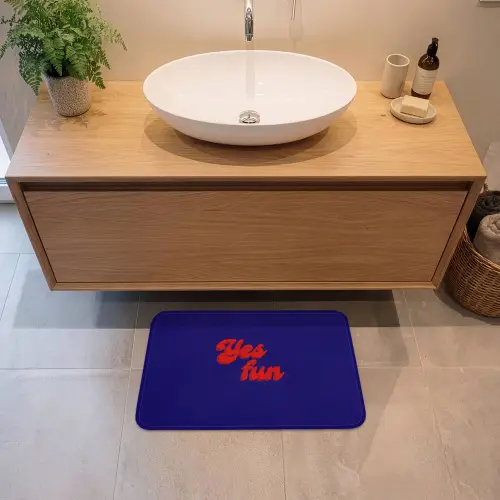 Blauw - Rood - Yes fun - 3D Badmat klein -sfeer1