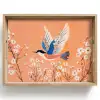 Vogel - Bloesemtakken - Warm - Kleurrijk Dienblad Rechthoek middel -z3d_shopping