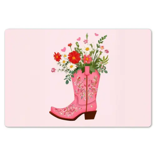 Cowboylaarzen - Roze - Boeket - Bloemen Placemat vinyl groot -zzsfeer1_Kitchenyeah-website