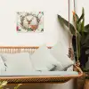 Kerstkrans - Hert - Hulst - Rood tuinposter los doek klein -sfeer7