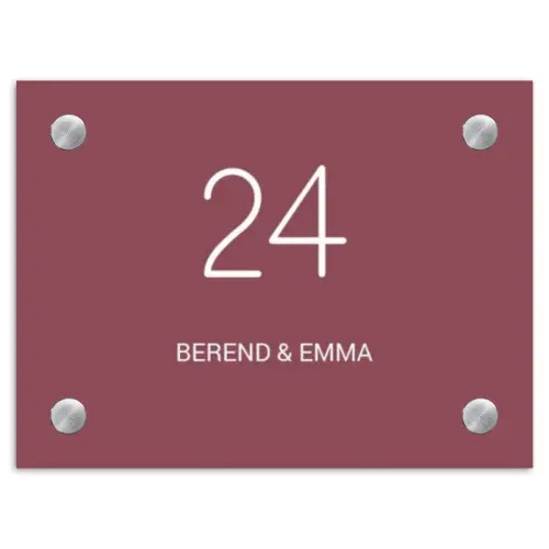 Donker oudroze - Klassiek Naambord Rechthoek middel -3d