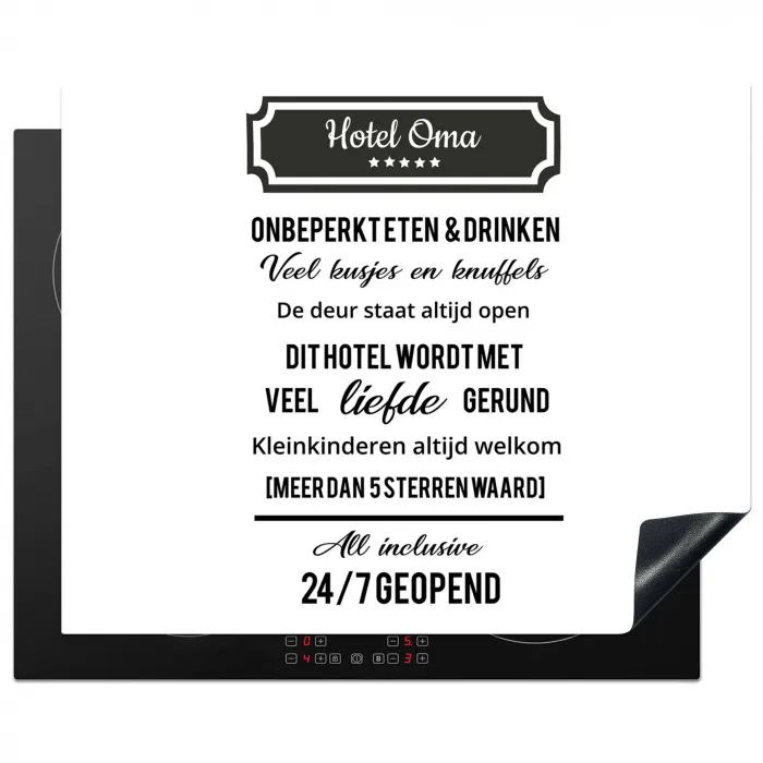 Hotel oma - Spreuken - Oma - Quotes Inductie beschermer vinyl 3mm groot -3d