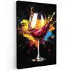 Wijn - Glas - Graffiti - Borrel - Rood - Verf Tuinposter op houten frame 2 cm dik klein -3d