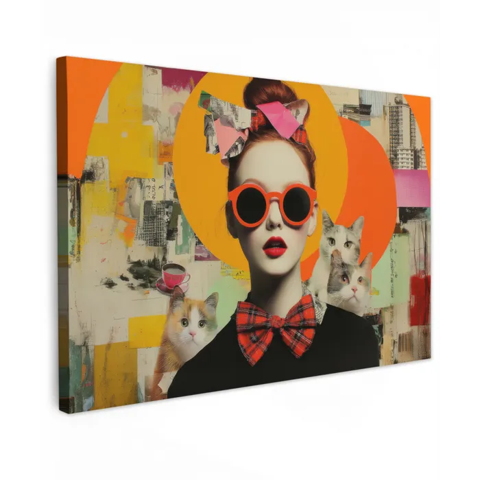 Vrouw - Bril - Strik - Retro canvas 2cm klein -z3d