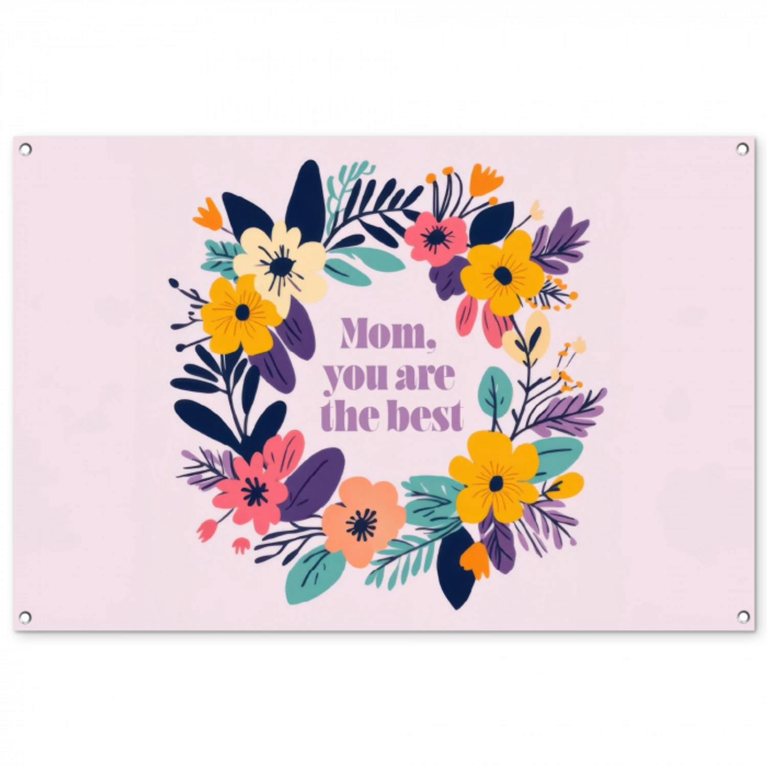 Bloemenkrans - Kleurrijk - Moeder tuinposter los doek groot -3d