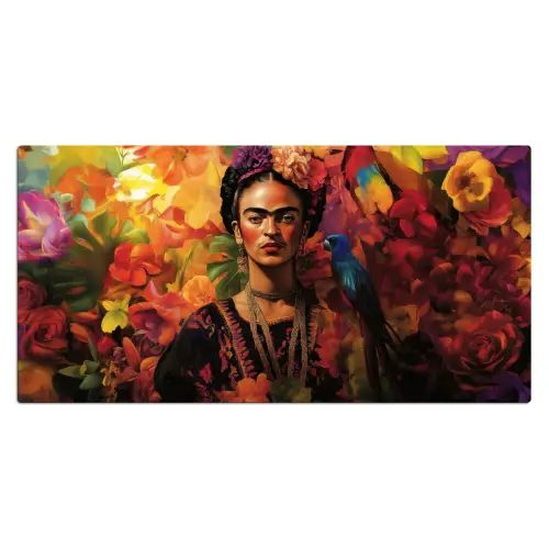Vrouw - Bloemen - Papegaai - Schilderachtig Muismat XXL klein -3d_leeg