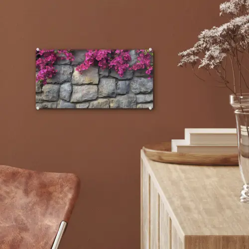 Bougainvillea - Stenen Muur - Roze plexiglas 5mm klein -sfeer5
