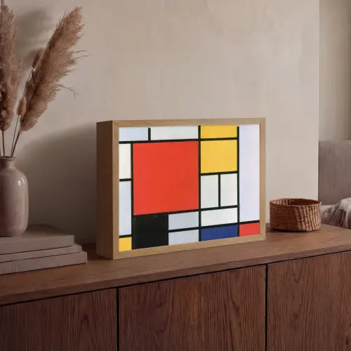 Kunst - Mondriaan - Oude meesters - Compositie 2 Light Box met batterij (Wandlamp) middel -sfeer2
