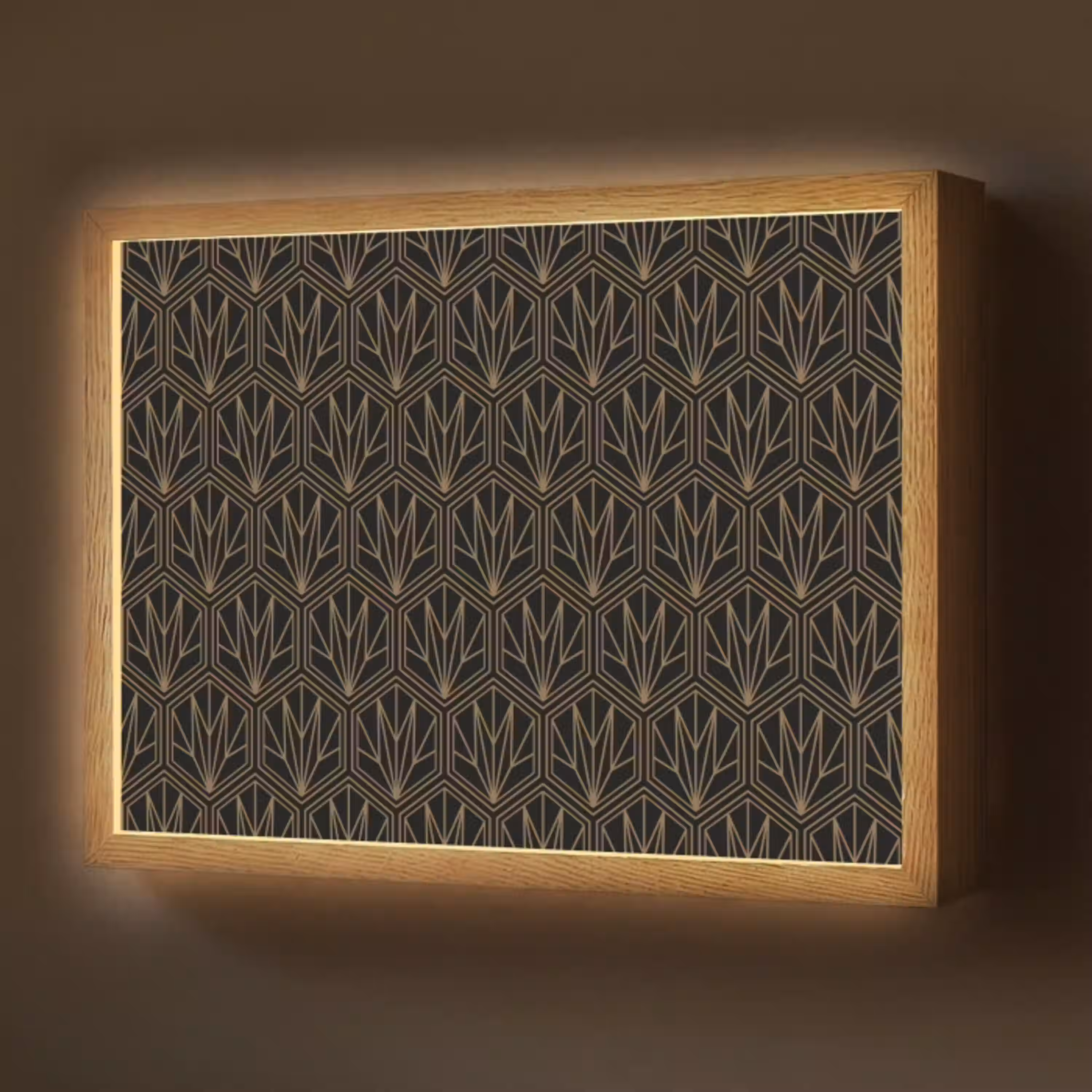 Goud - Zwart - Lijnen Light Box met batterij (Wandlamp) middel 907 -z3d_website
