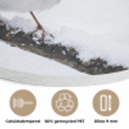 Roodborstje - Tak - Sneeuw - Winter - Levendig Akoestische PET Vilt - Rond klein -closeup_NL