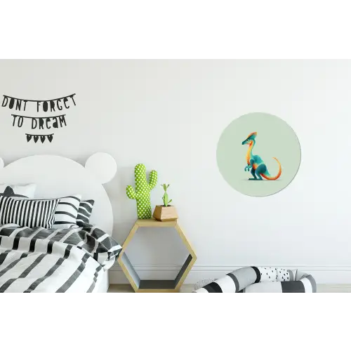 Staart - Dino - Minimalistisch - Blauw Wandcirkel aluminium klein -kinderkamer