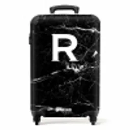 Marmer print - Letter R - Zwart NBS - Handbagage koffer - Unisex middel -productfoto_recht