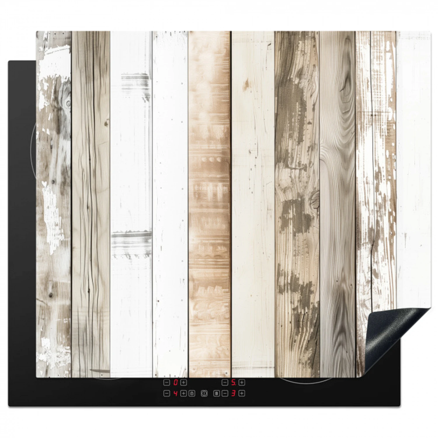 Verweerd Houten Planken Inductie beschermer vinyl 3mm middel -3d