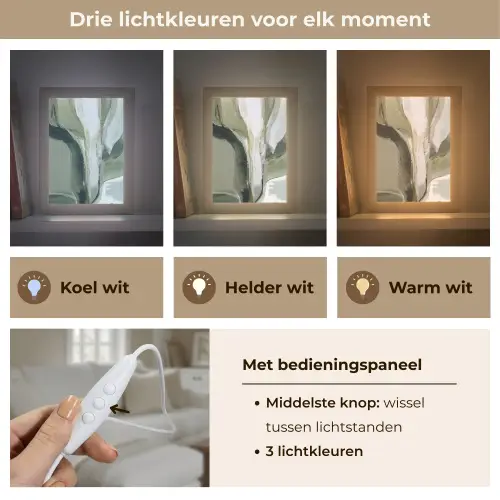 Natuur - Abstract - Groen - Penseelstreken Light Box met kabel (Tafellamp) klein -USP_lichtkleurNL