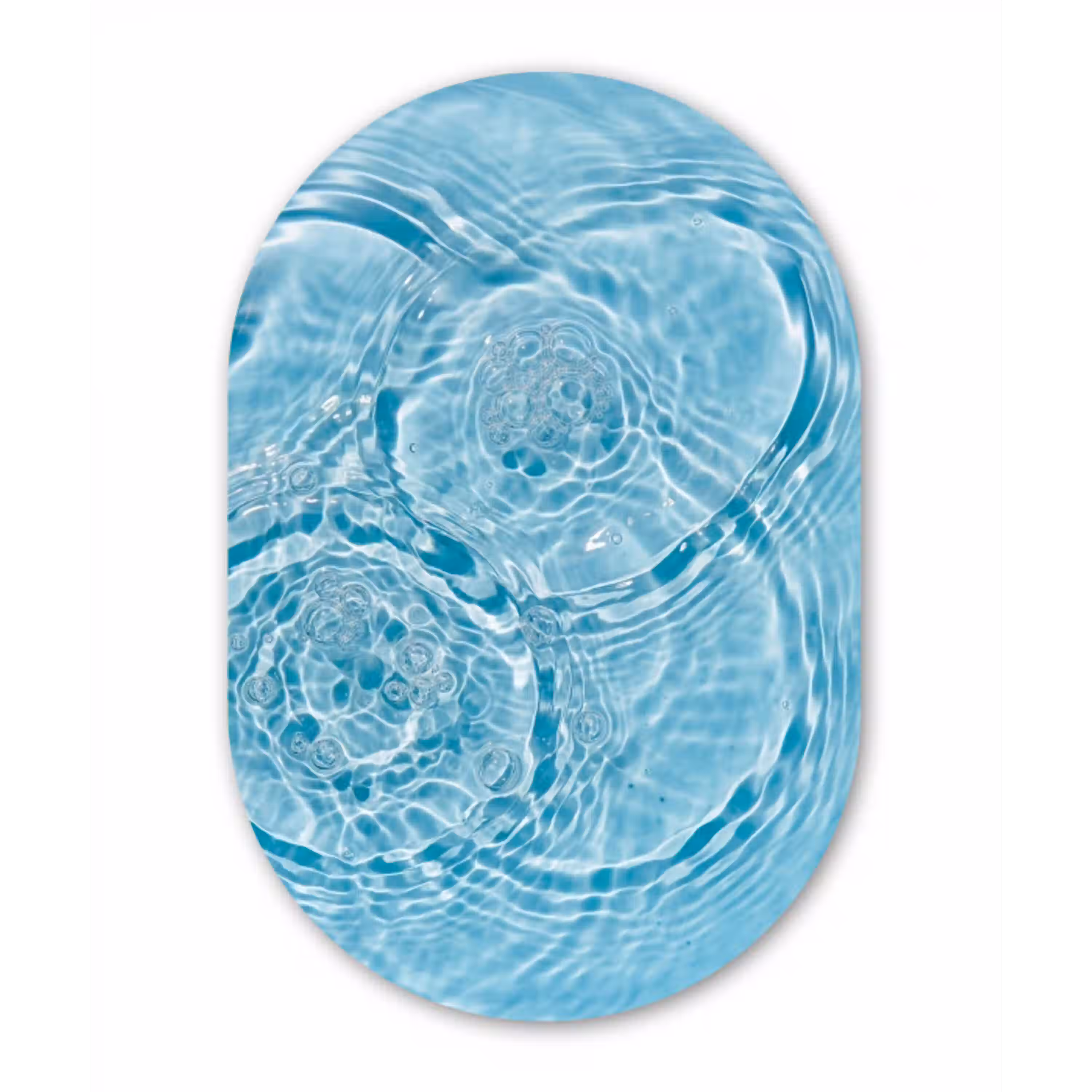 Water - Blauw - bubbels Wandcirkel Ovaal Aluminium middel -3d