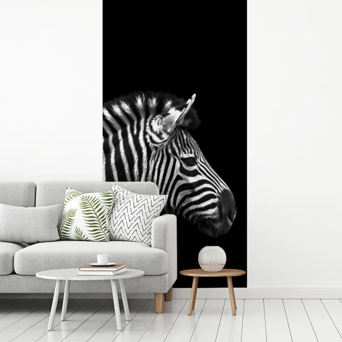 Zebra - Zwart - Wit - Portret - Dieren fotobehang vinyl groot -woonkamer