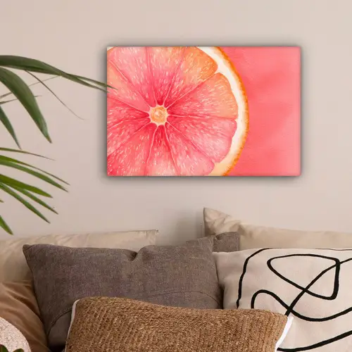 Grapefruit - Roze - Levendig canvas 2cm klein -sfeer1