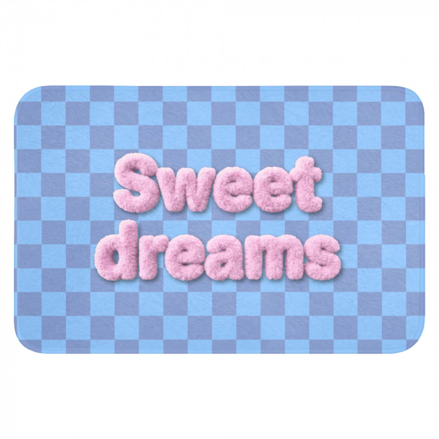 Sweet dreams - Vierkanten - Roze - Blauw Badmat klein -3d