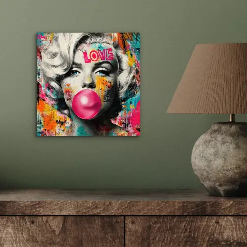 Vrouw - Kauwgom - Graffiti - Neonkleuren aluminium wit klein -sfeer2
