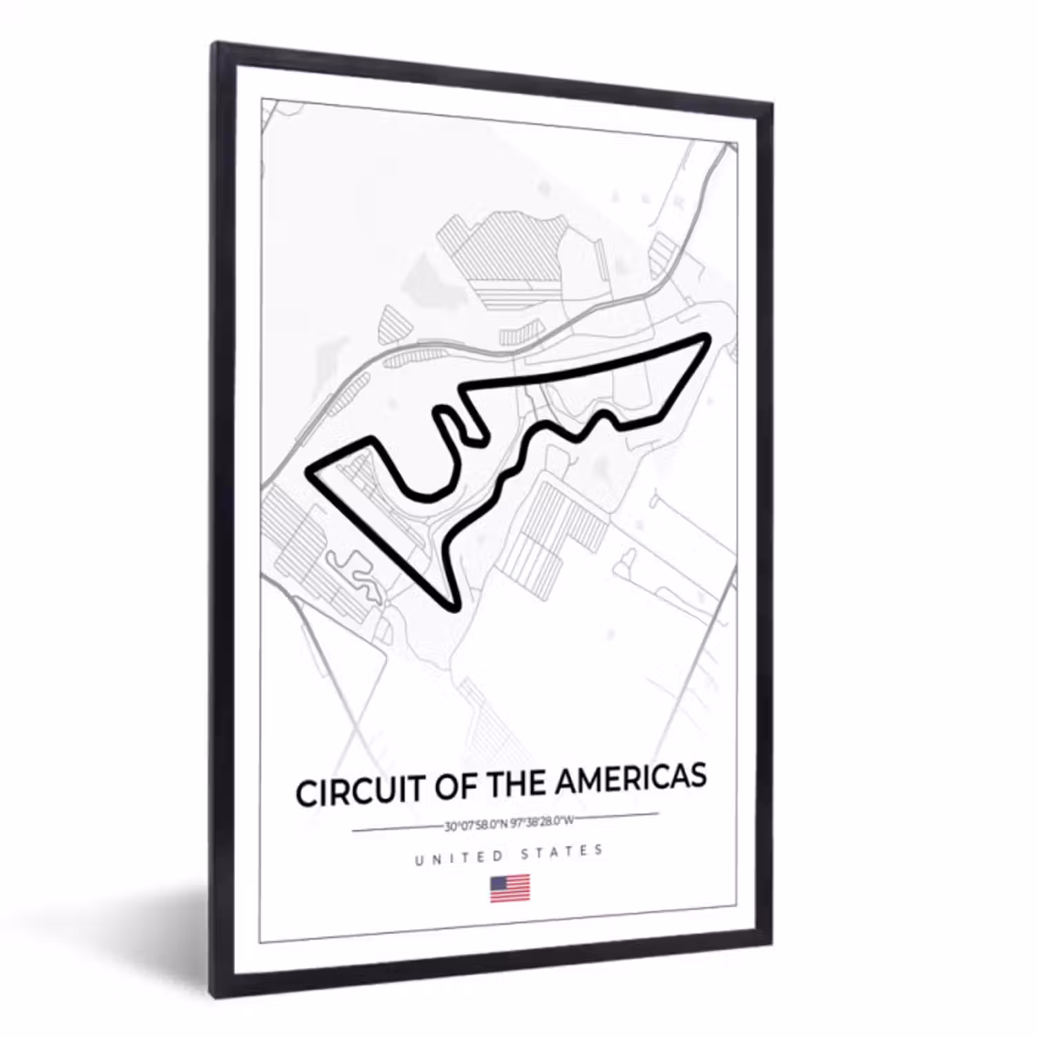 Poster met lijst - Amerika - Racebaan - Formule 1 - Circuit of the Americas - Racing - Wit