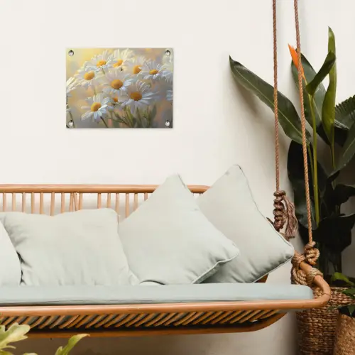 Madeliefjes - Wit - Zonlicht tuinposter los doek klein -sfeer7