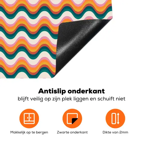 Retro - Disco - 70s - Golven - Multi Inductie beschermer vinyl 3mm klein 276 -zzzzzzz-td-onderkant