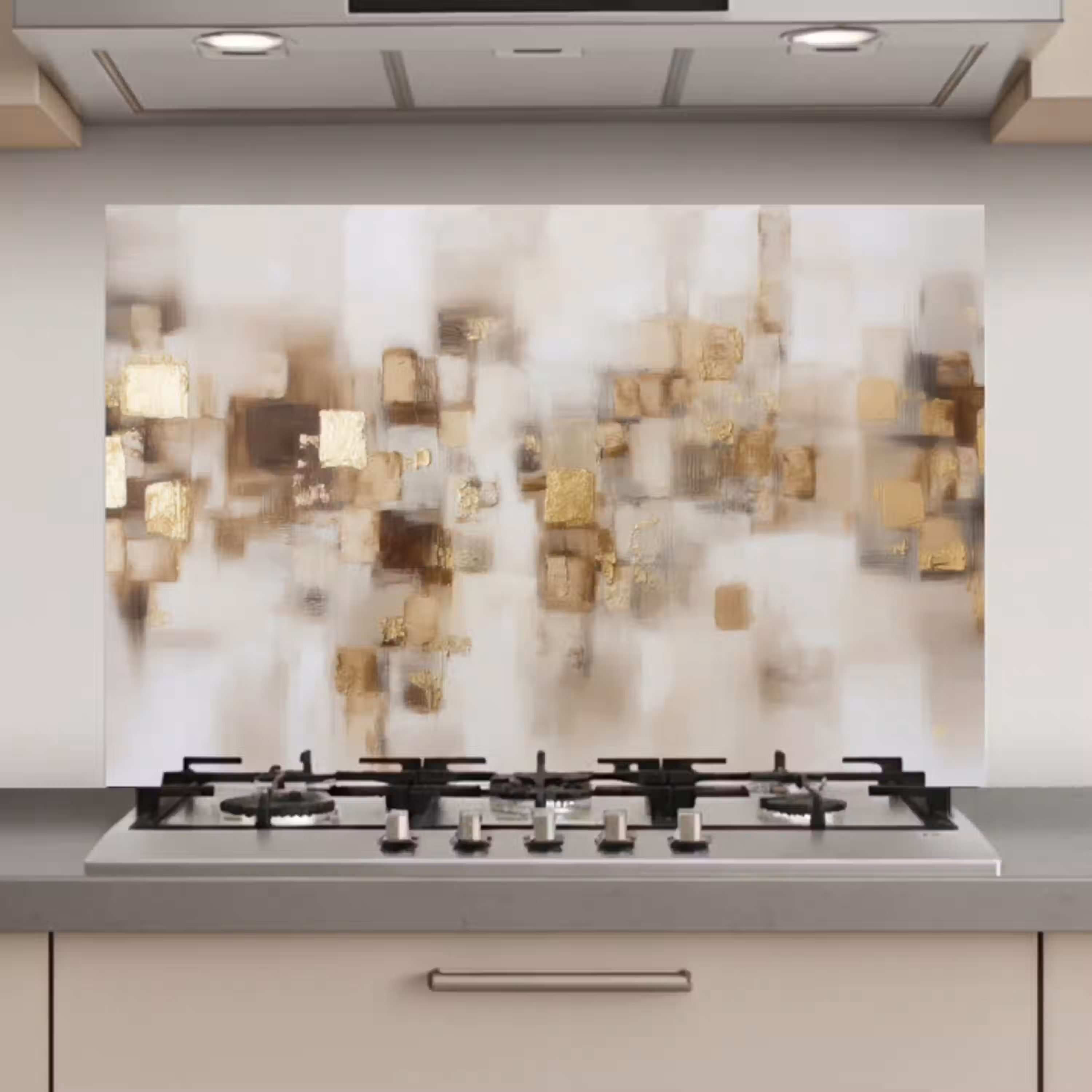 Abstracte vierkanten - Aardetonen - Mistig keuken achterwand spatscherm klein -3d_website
