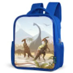 Dinosaurus - Landschap - Tropisch - Kinderen - Jongens Kinderrugzak - Blauw middel -schuin