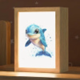 Dolfijn - Blauw - Water - Druppels Light Box met kabel klein -zzz_3d_website