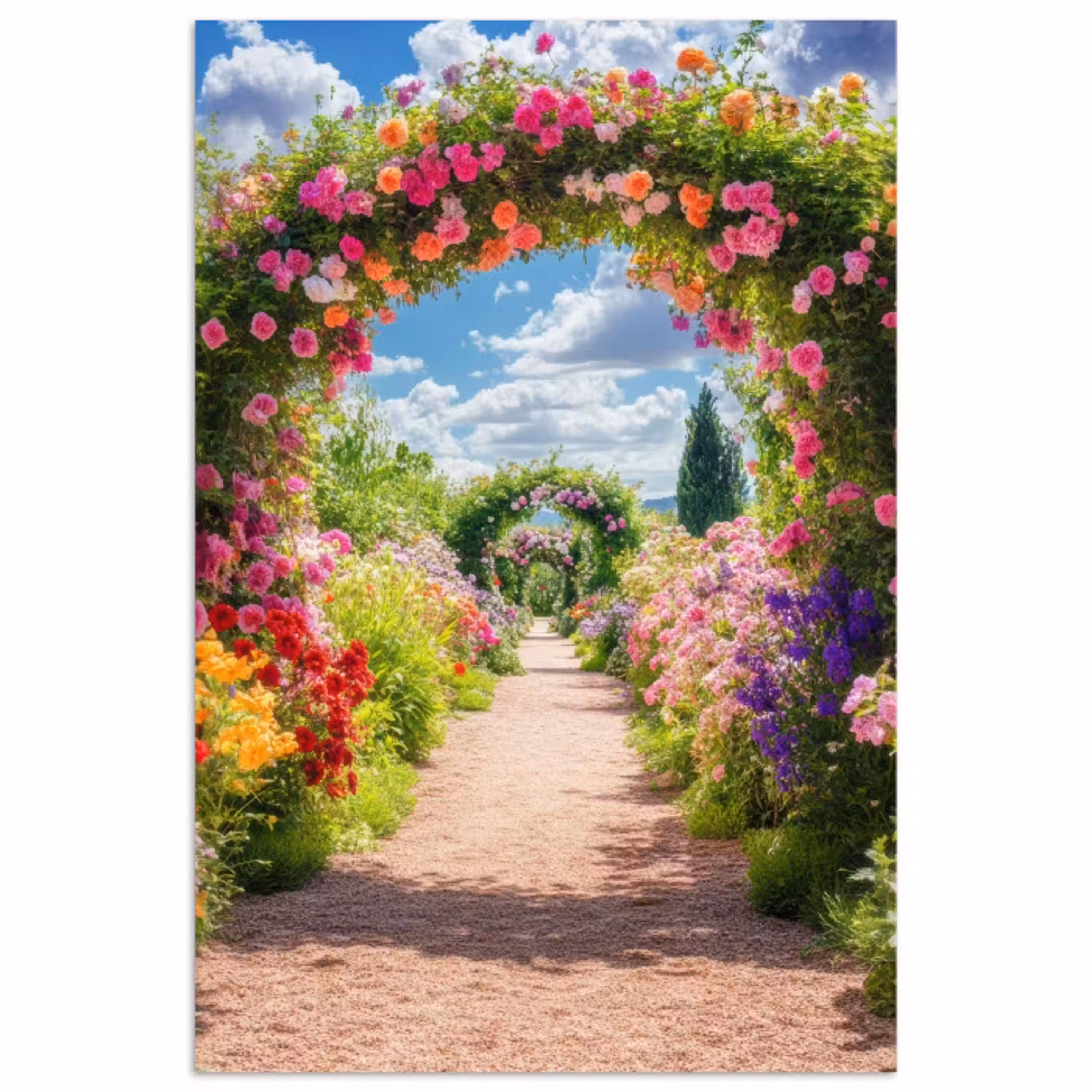 Doorkijk - Bloemen - Kleurrijk - Natuur poster papier klein -3d