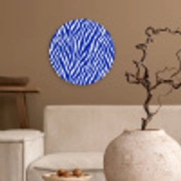 Zebra - Patroon - Kobalt - Blauw Wandcirkel kunststof plaat 5mm dik klein 188 -sfeer1