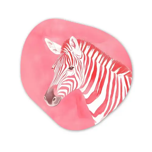 Zebra - Pink - Verf Wandcirkel Organisch Plexiglas middel -3d
