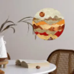 Vintage - Krant - Brons - Abstract - Landschap - Kleuren Wandcirkel behangsticker klein -sfeer3
