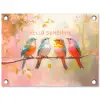 Vogels - Tak - Quote - Roze tuinposter los doek klein -3d