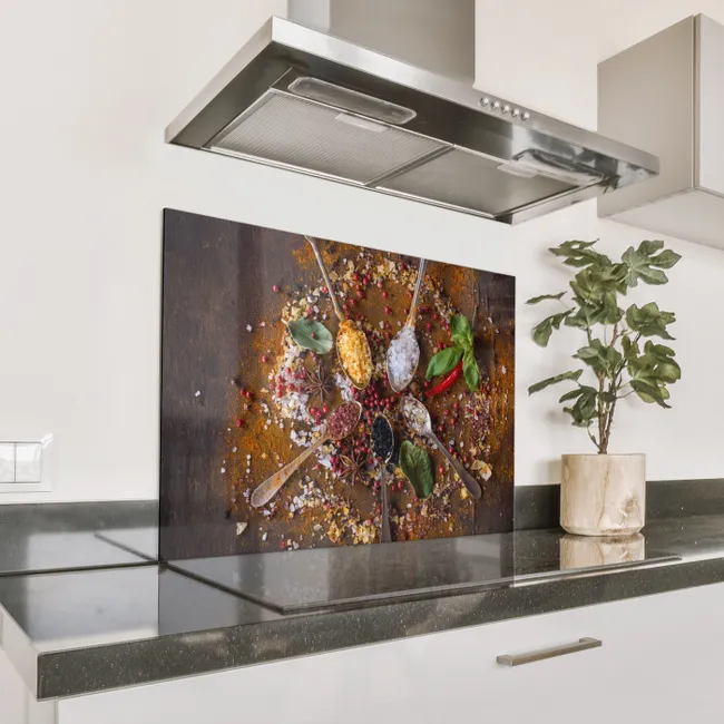 Spritzschutz Küche - Kräuter und Gewürze Mosaik