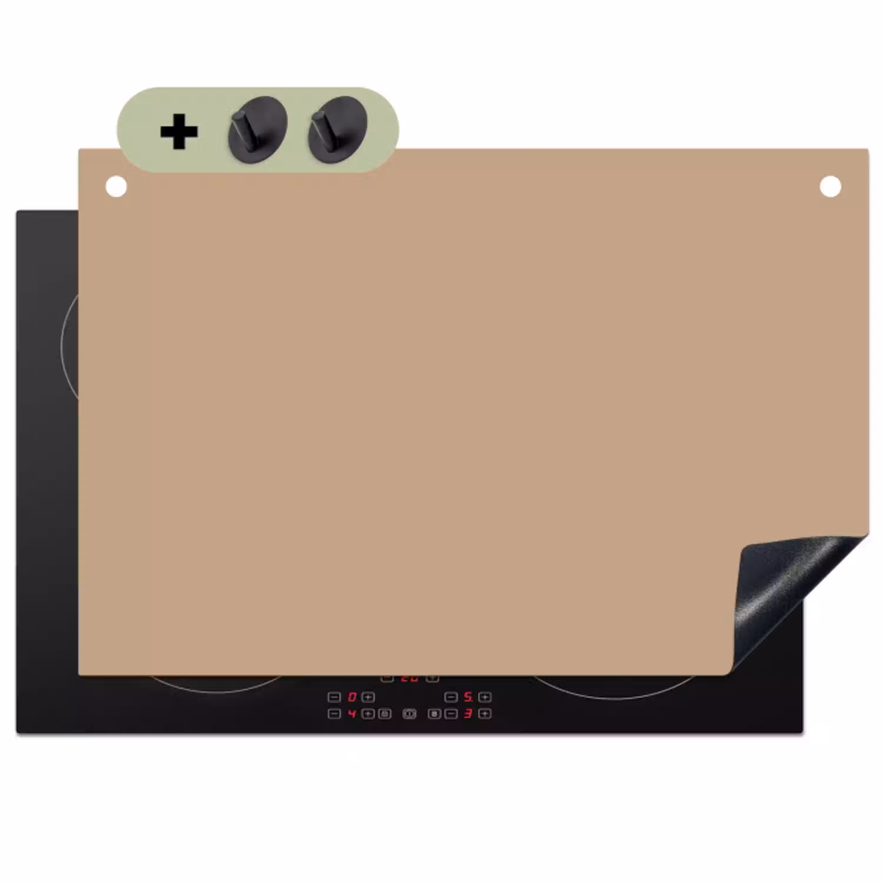 Soft - Taupe - Bruin Inductie beschemer met haakjes klein 777 -3d