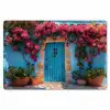 Deur - Hout - Bloemen - Blauw Placemat vinyl groot -zzsfeer1_Kitchenyeah-website