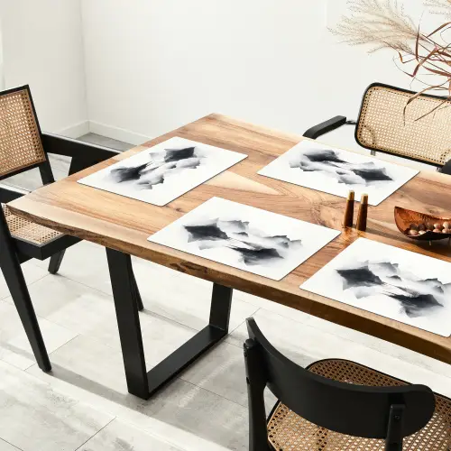 Bergen - Mistig - Water - Wit Placemat vinyl groot -zzsfeer4_Kitchenyeah-website