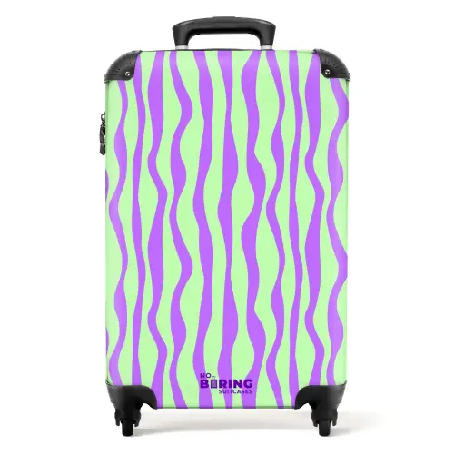 Lila strepen op een mintgroene achtergrond NBS - Handbagage koffer - Volwassenen Unisex middel -productfoto_recht