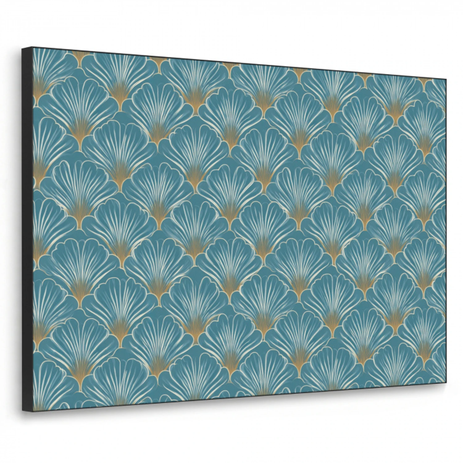 Symmetrisch - Patroon - Blauw Textielframe zwart klein 947 -3d