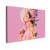 Vrouw - Bloemen - Paars - Abstract Tuinposter op houten frame 2 cm dik klein -3d