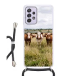 Koeien - Portret - Weide - Boerderij - Nieuwsgierig Hoesje Samsung Galaxy A52 5G met koord klein -3d