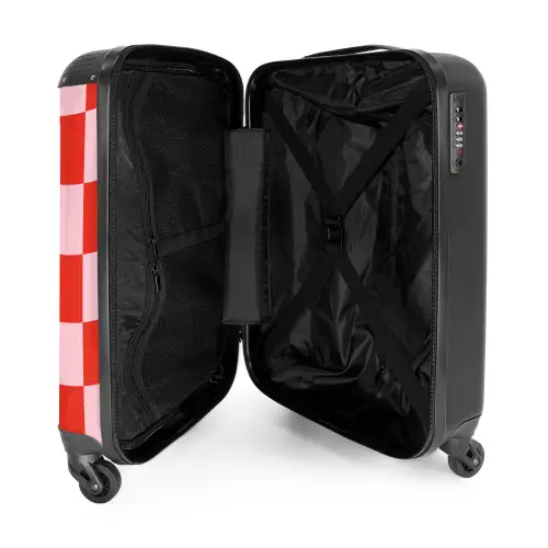 Squares - Rood/Roze NBS - Handbagage koffer - Kinderen Unisex middel -binnenkant